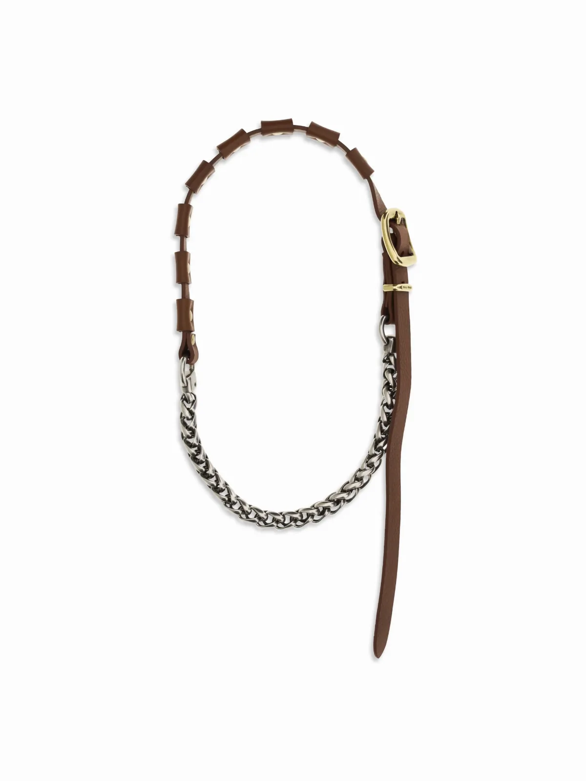 Leather with Metal Buckle Necklace by Miu Miu