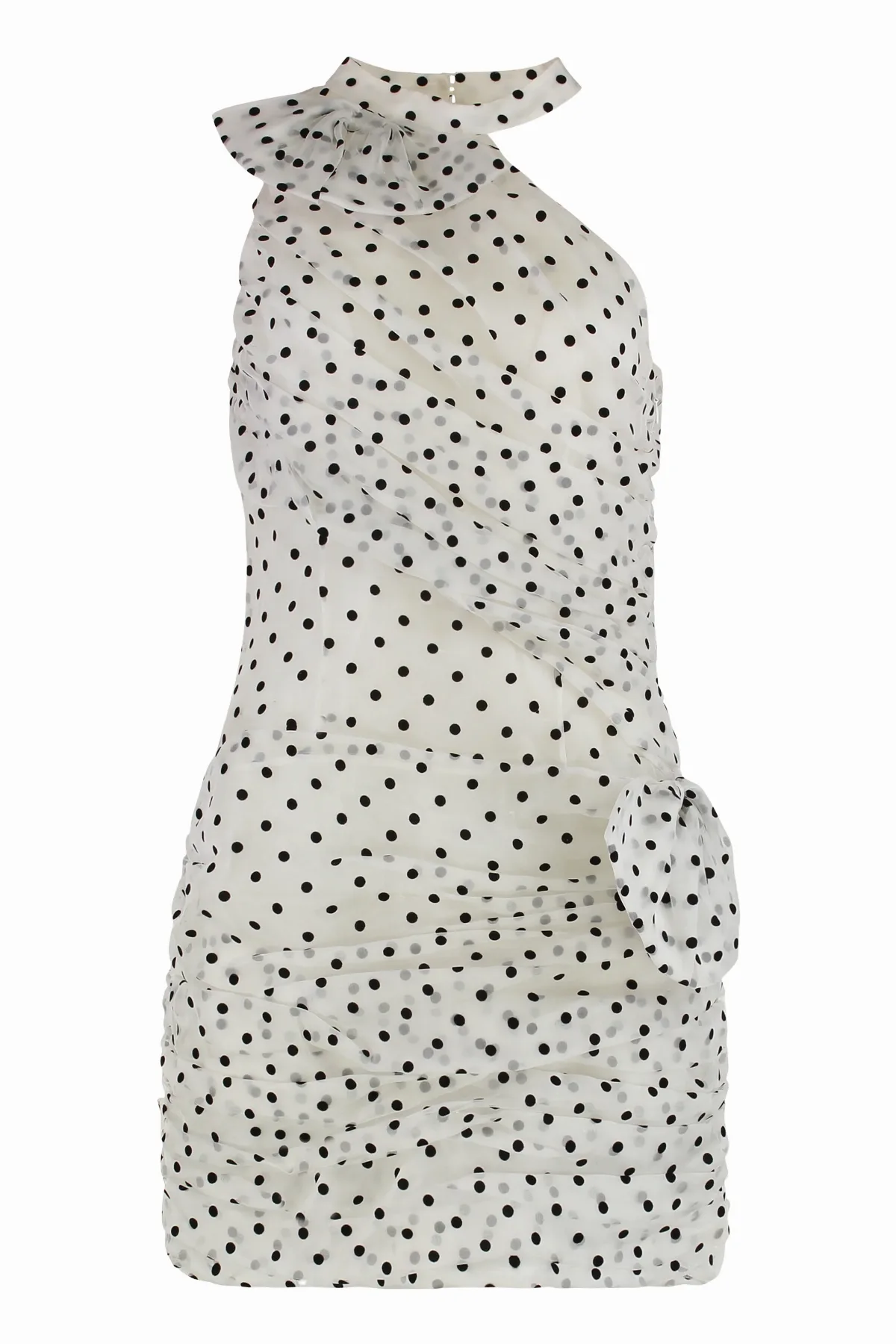 Polka-Dot Silk with Ruffled Bow Neckline Dress by Alessandra Rich