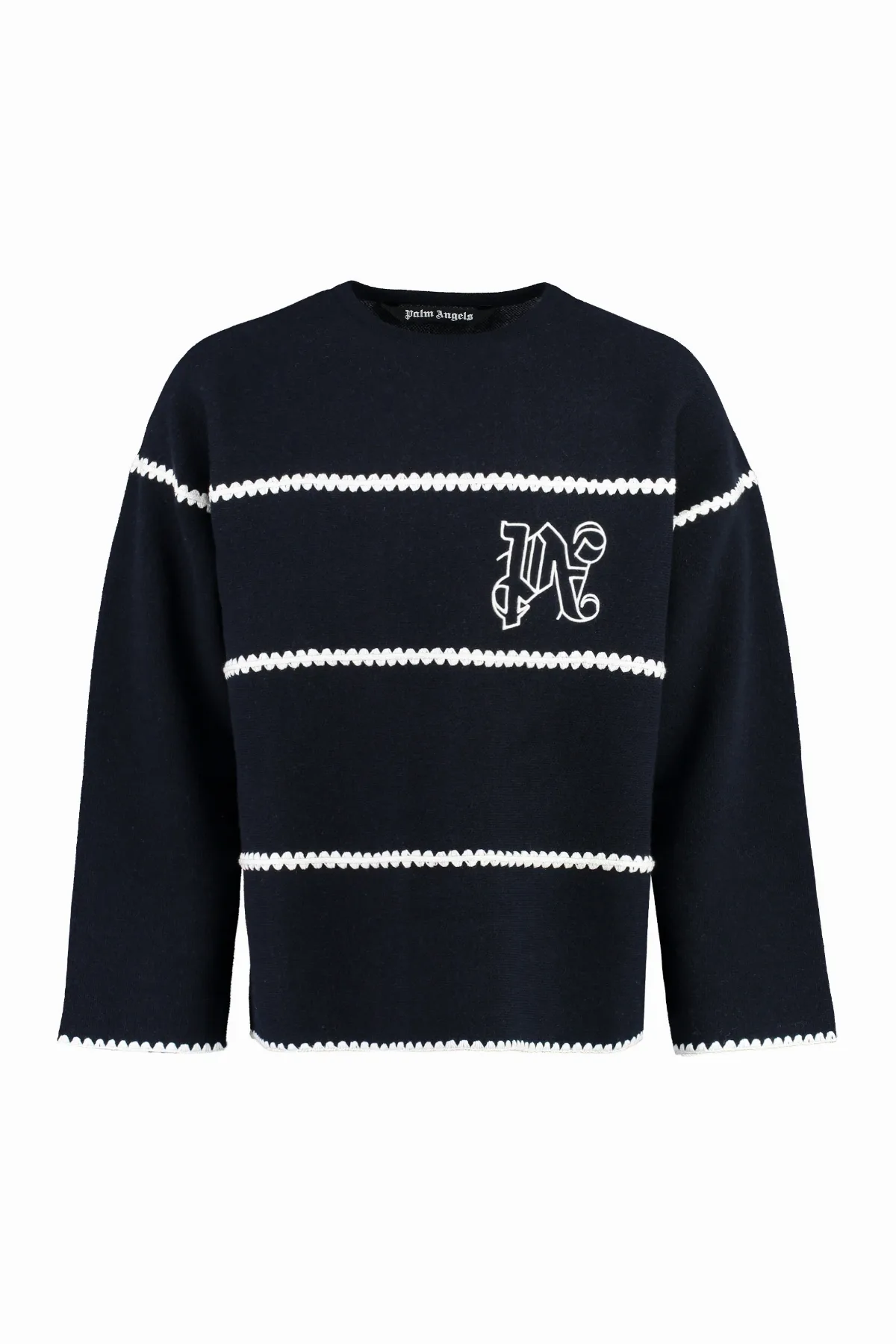 Wool-Blend Knit with Contrast Stripes Sweater by Palm Angels