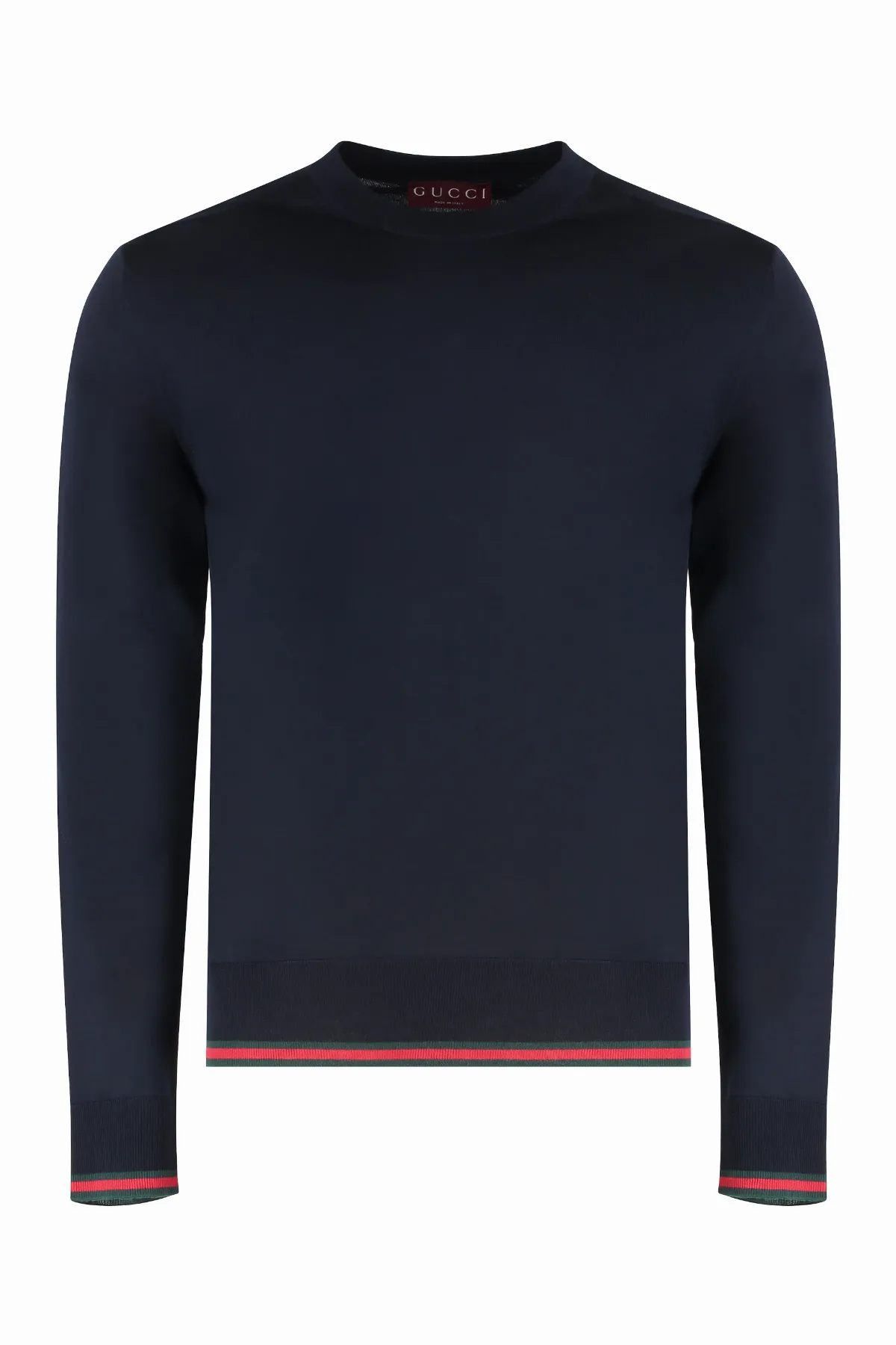 Wool Crew-Neck with Web Stripe Sweater by Gucci