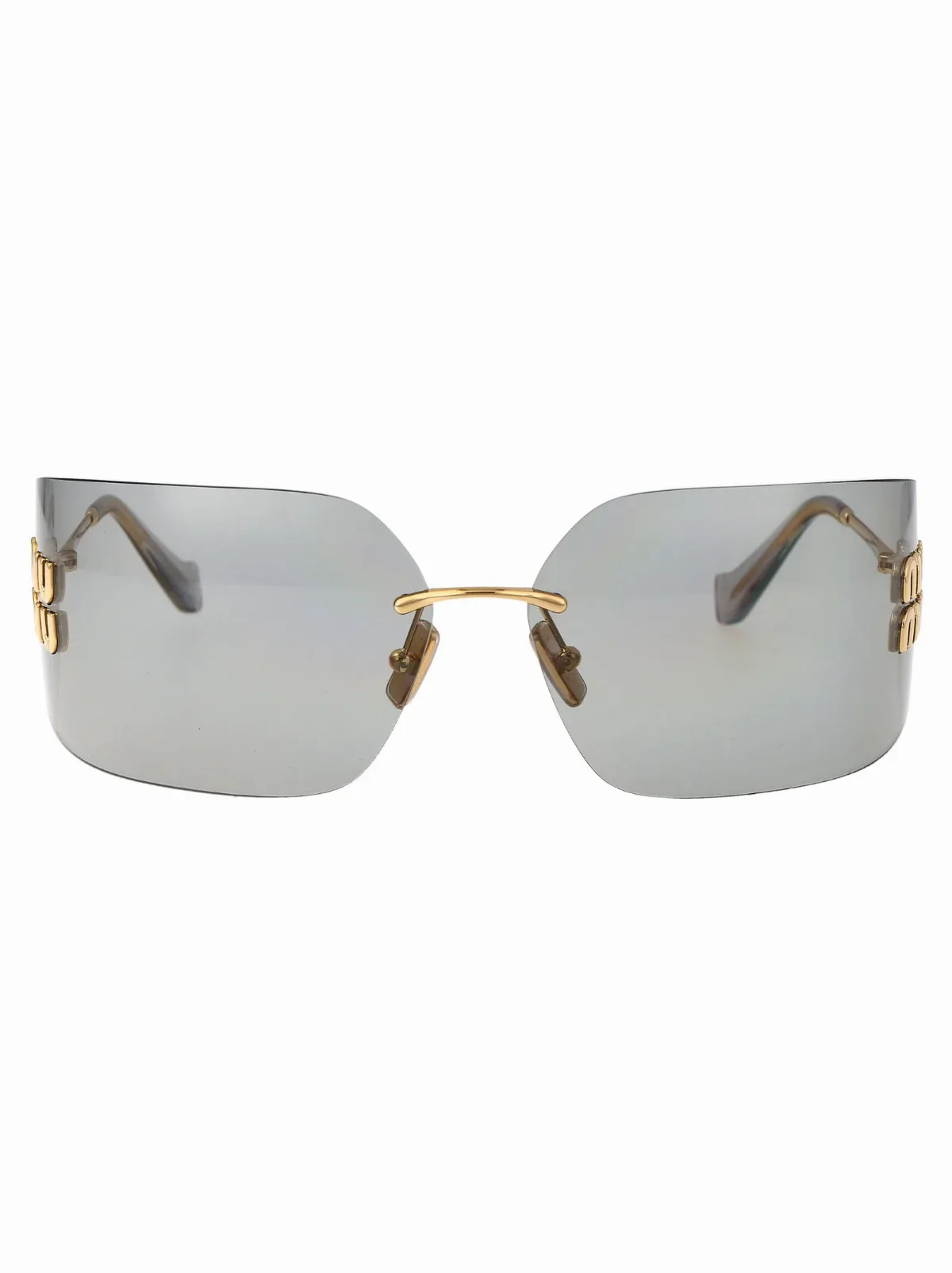 0MU Gold Metal Frame Sunglasses by Miu Miu