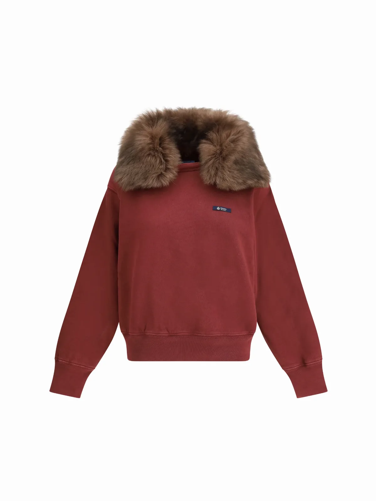 Shearling Collar Sweatshirt by Prada