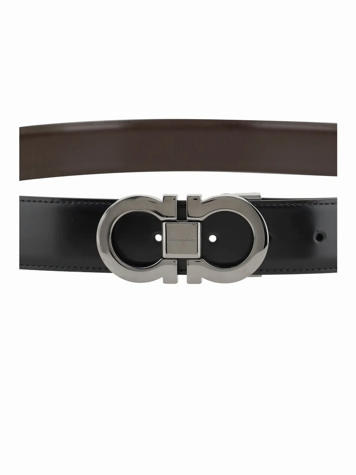 Reversible Leather with Gancini Buckle Belt by Ferragamo
