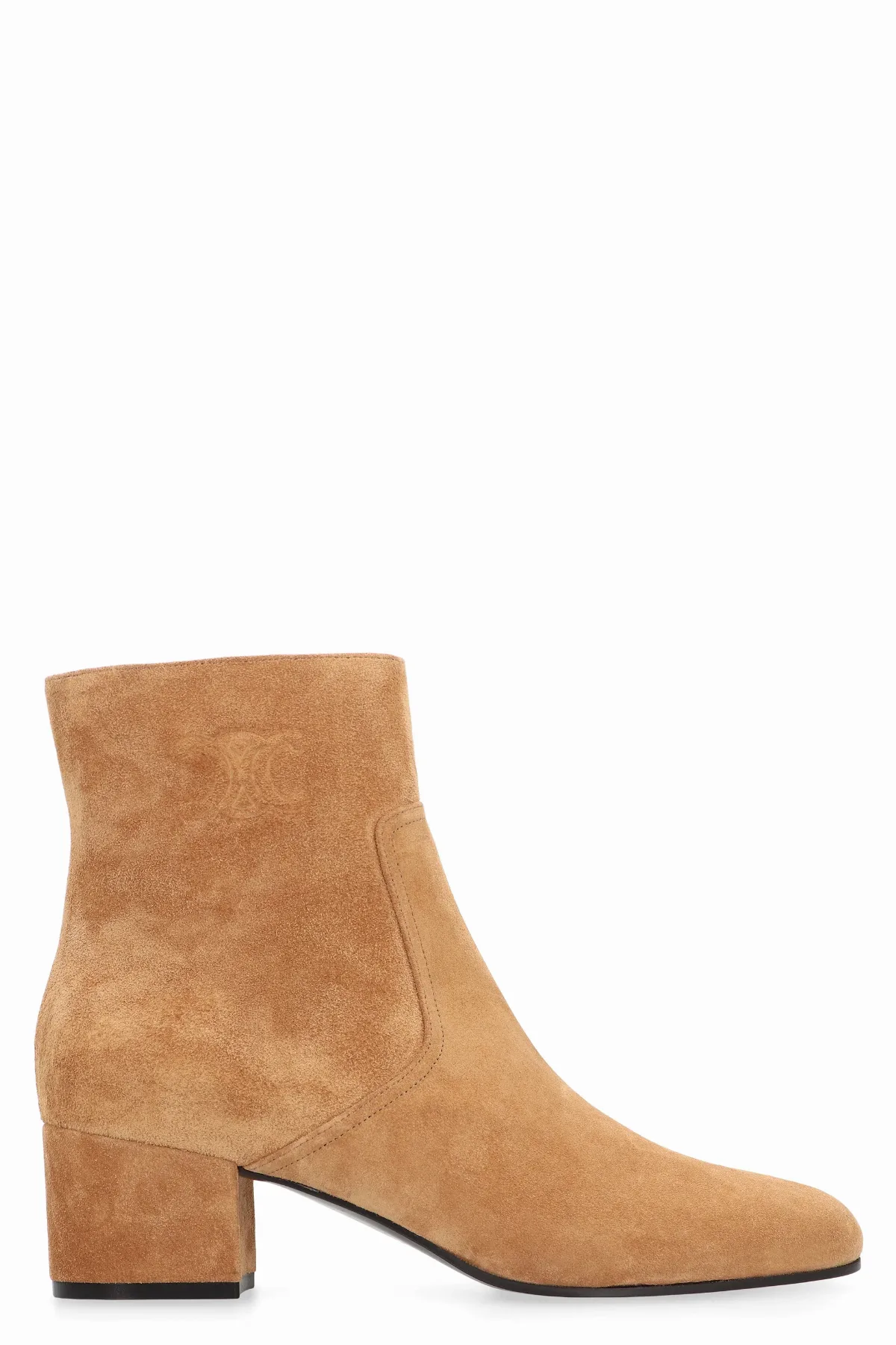Suede Block Heel Ankle Boots by Celine