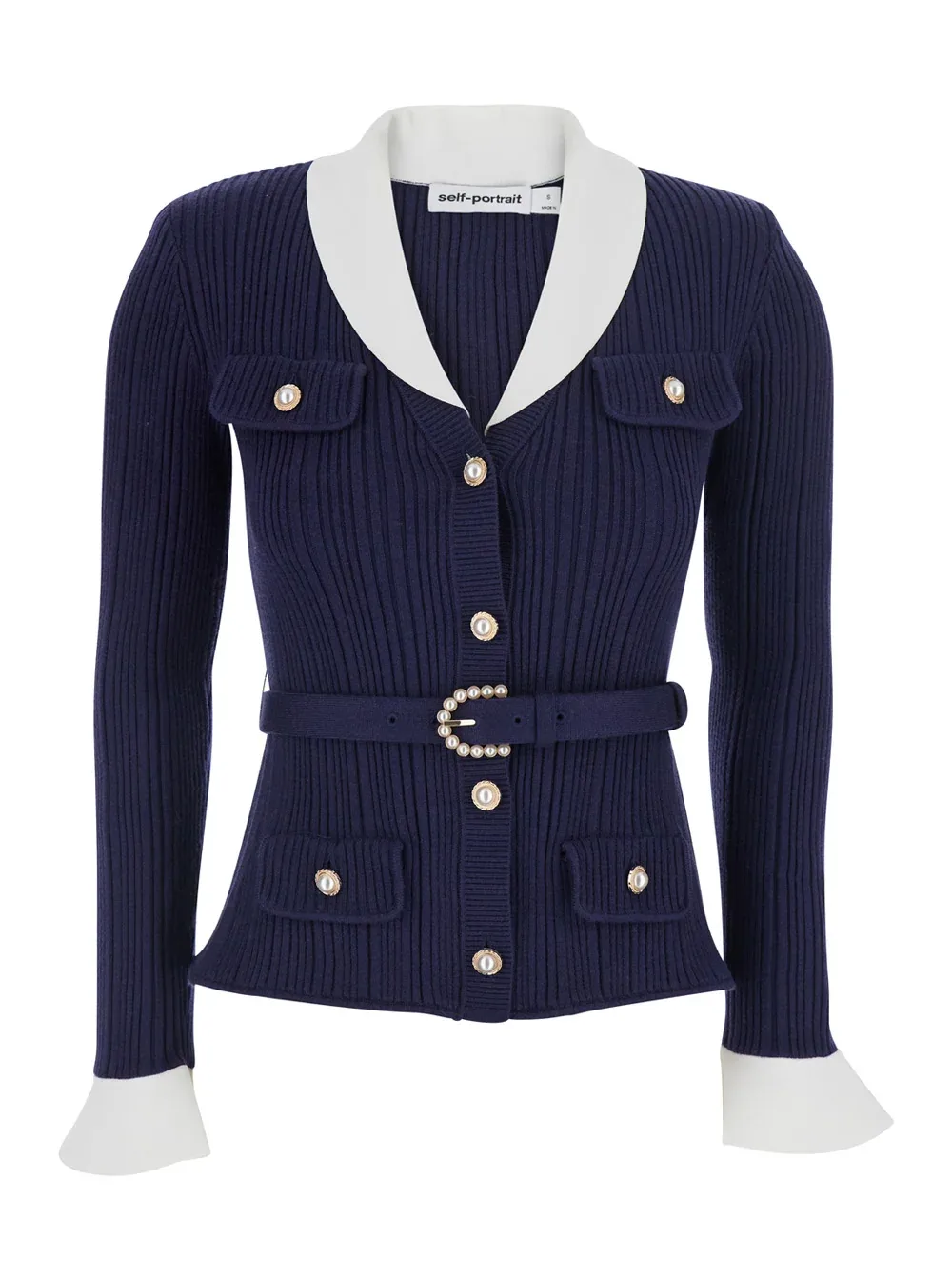 Ribbed Cotton-Blend Cardigan by Self-Portrait