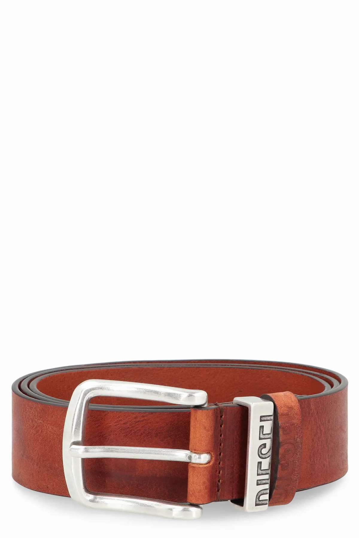 Leather with Silver-Tone Buckle Belt by Diesel