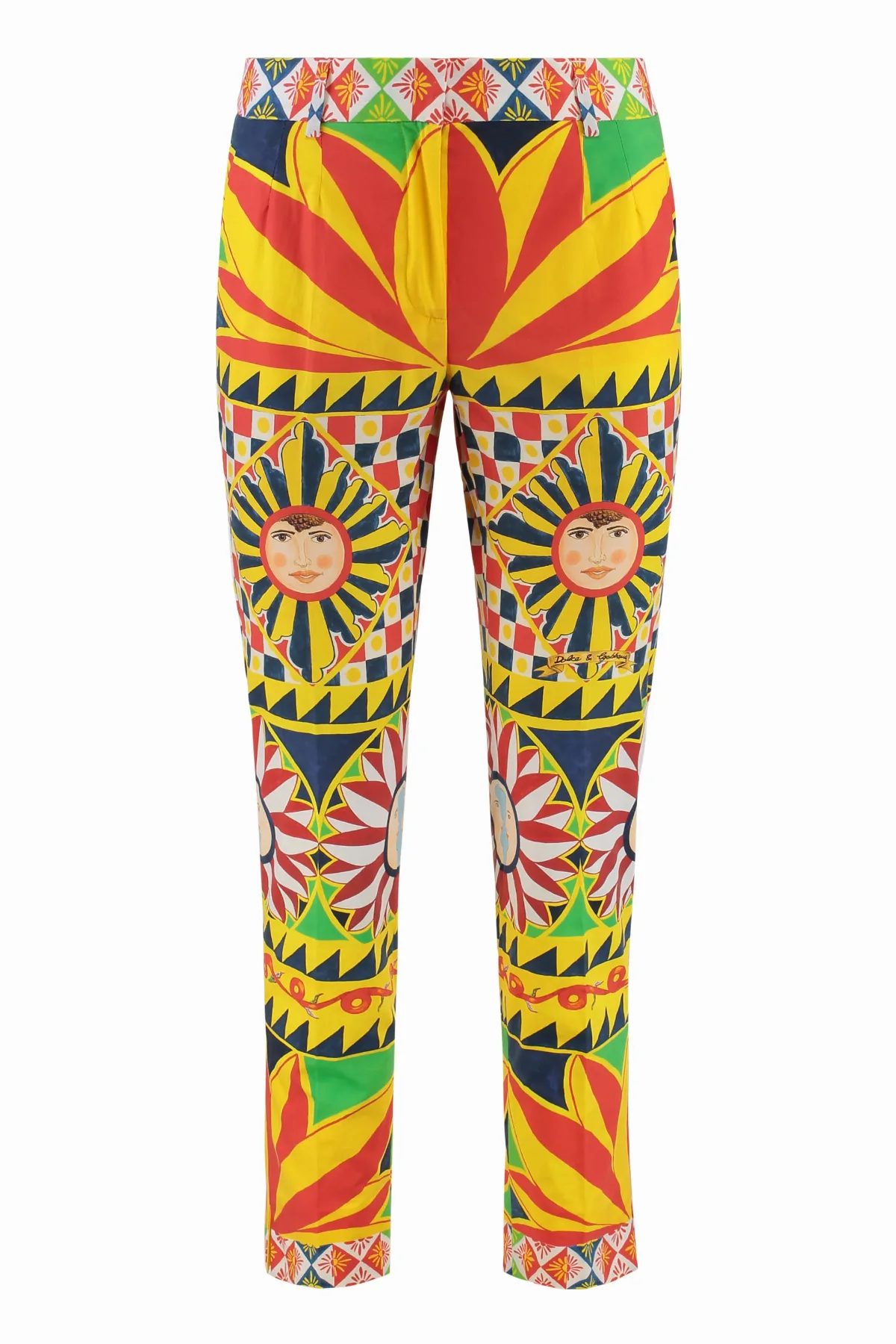 Carretto Print Cotton Trousers by Dolce & Gabbana
