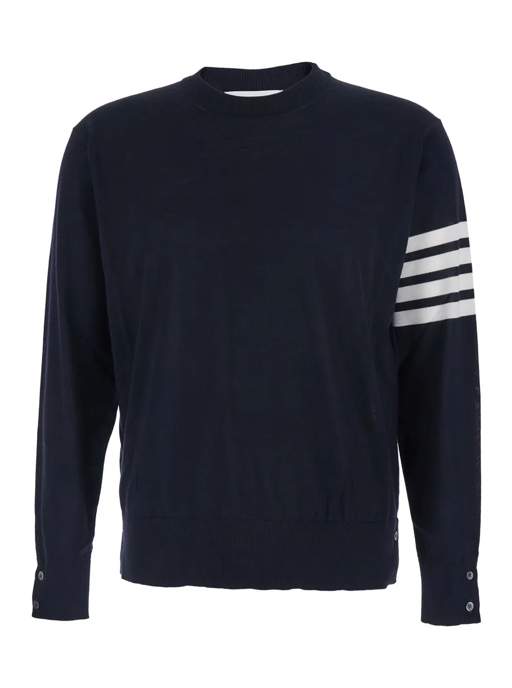 4-Bar Crew Neck Virgin Wool Sweater by Thom Browne