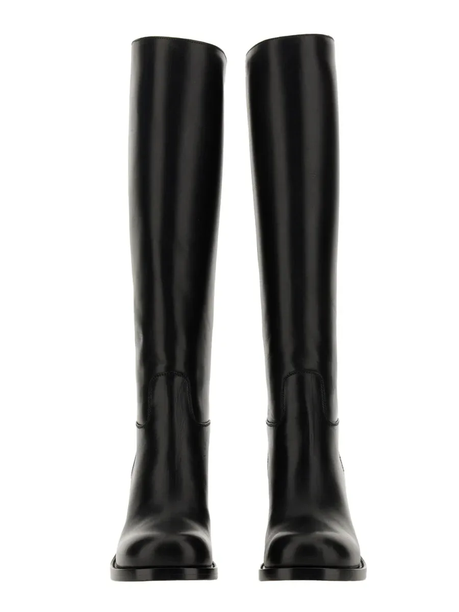 Sculpted Heel Leather Boots by Bottega Veneta