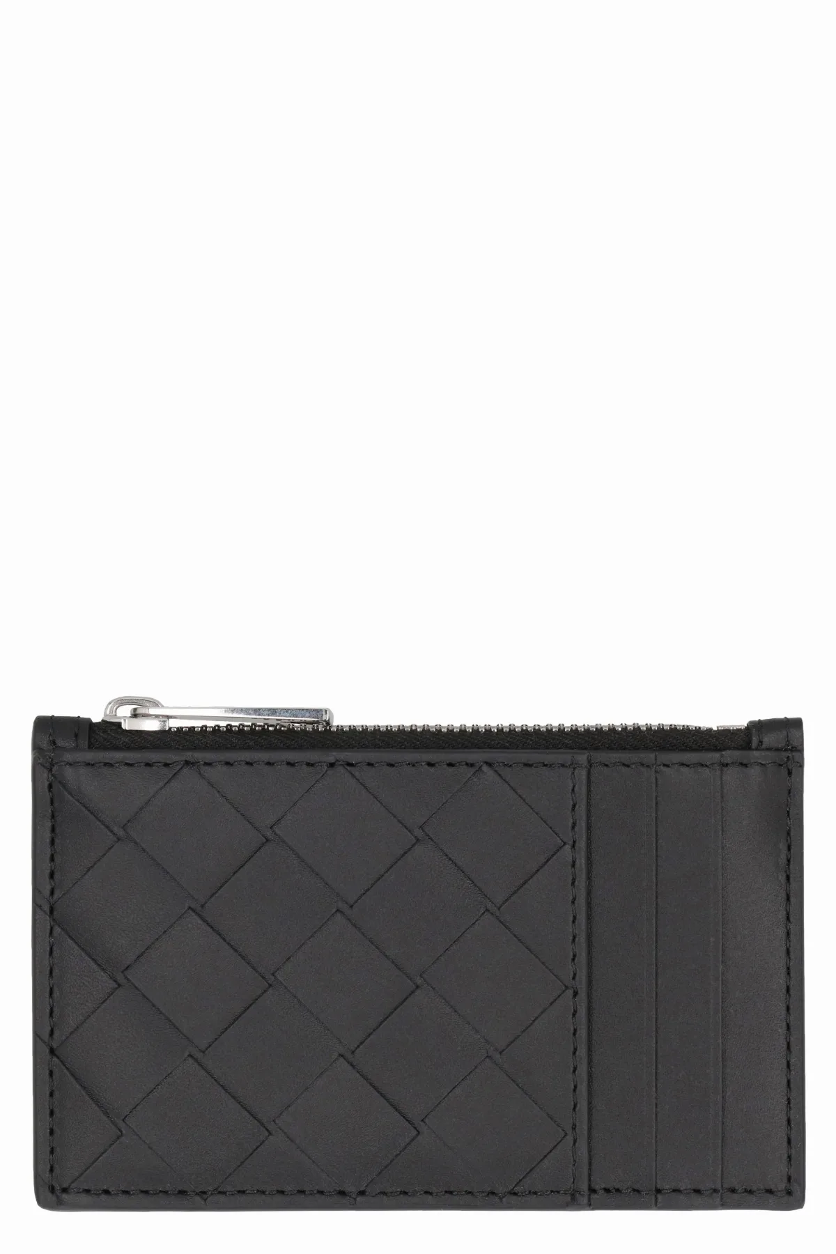 Intrecciato Woven Calfskin Card Case by Bottega Veneta