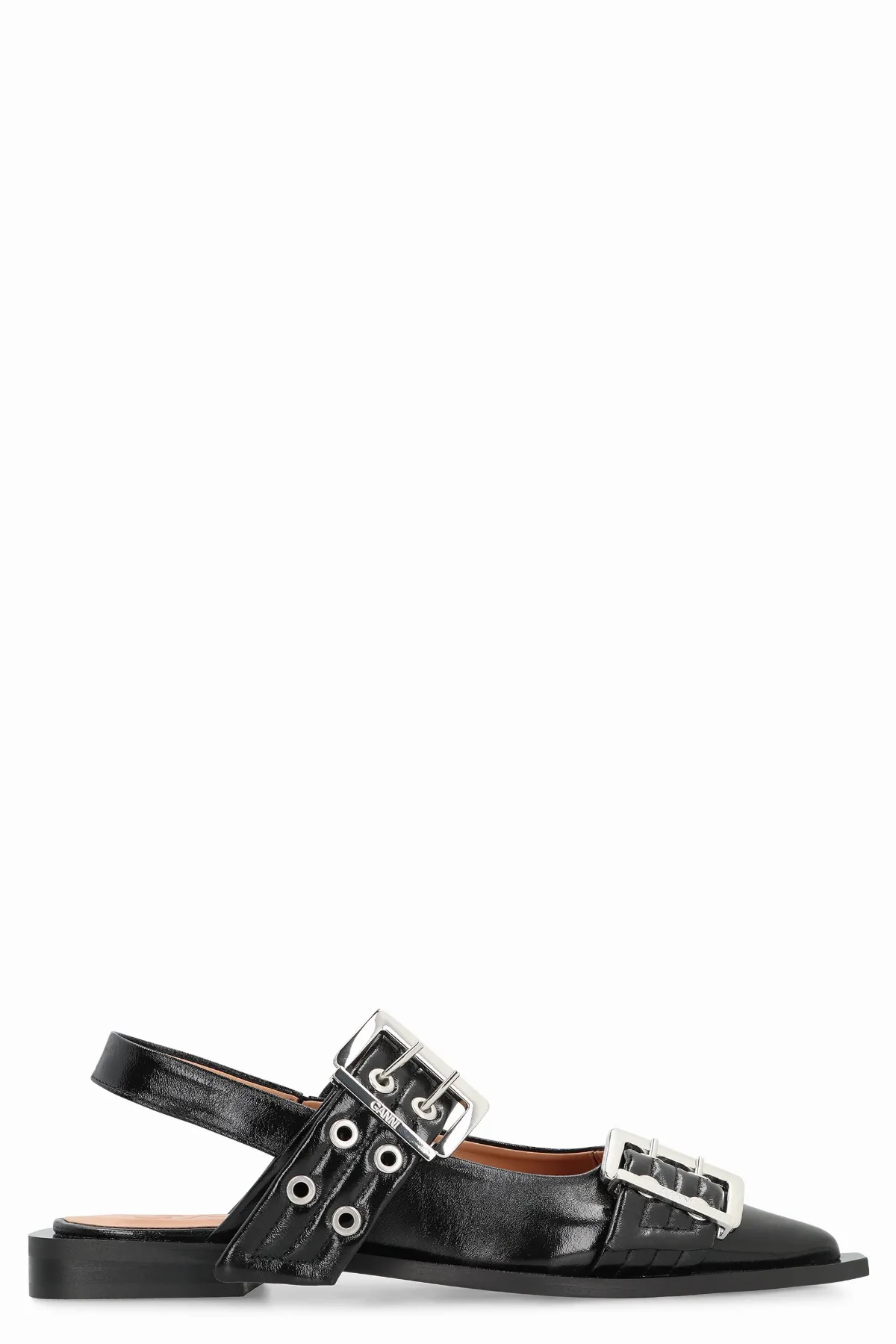 Adjustable Buckle Slingback Flat by Ganni