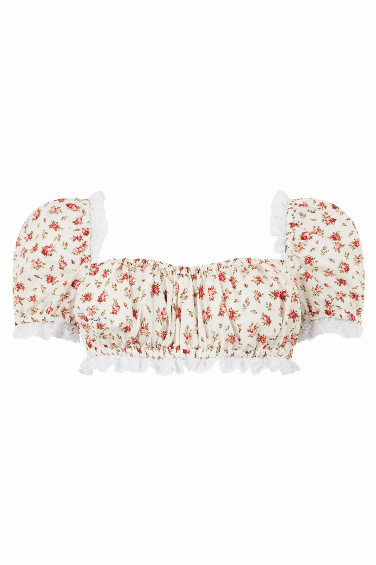 Floral Cotton Cropped Blouse by Dolce & Gabbana