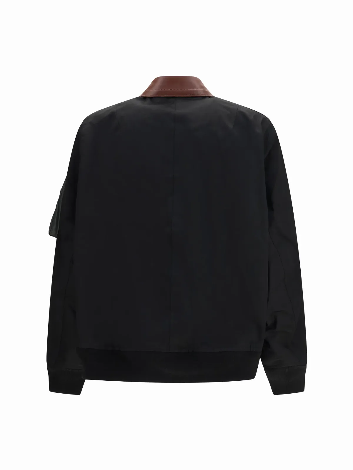 Leather-Trimmed Cotton Bomber Jacket