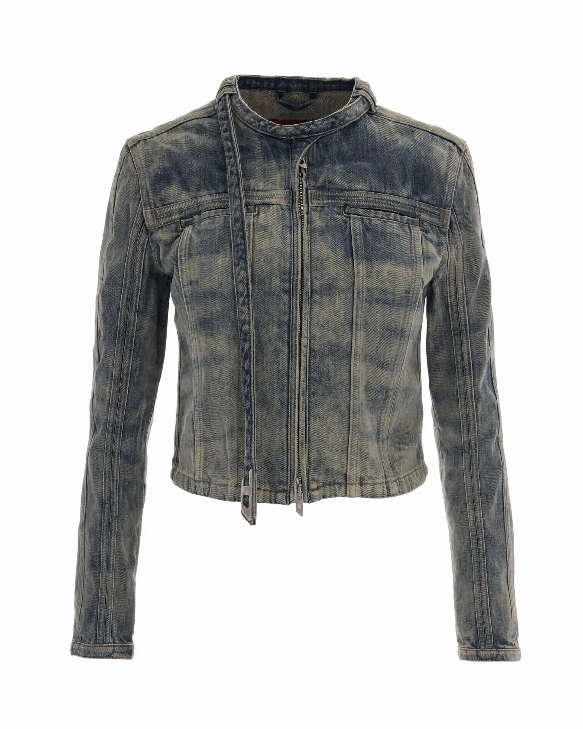 Vintage-Washed Denim Biker Jacket by Diesel