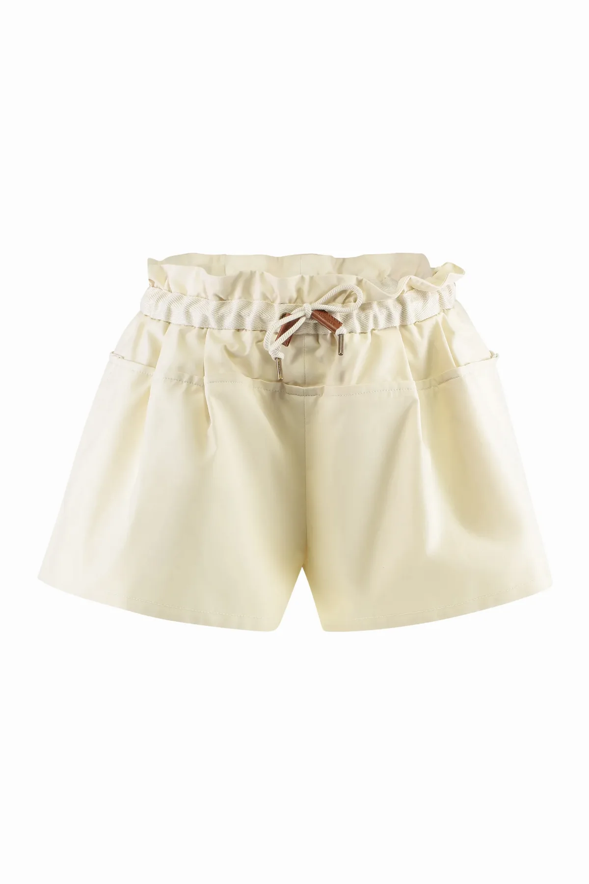 Faux-Leather Trim Shorts by Moncler