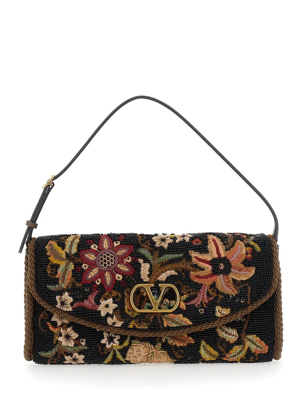Floral-Embroidered Silk Shoulder Bag by Valentino Garavani