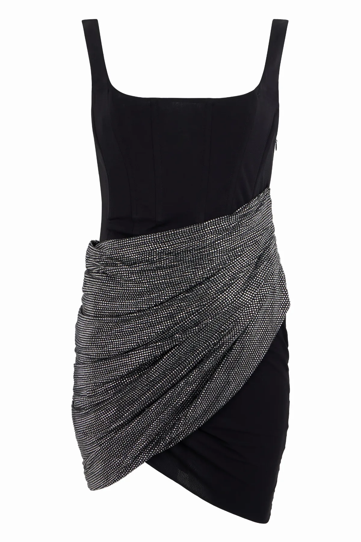 Rhinestone-Draped Belt Mini Dress by Giuseppe Di Morabito