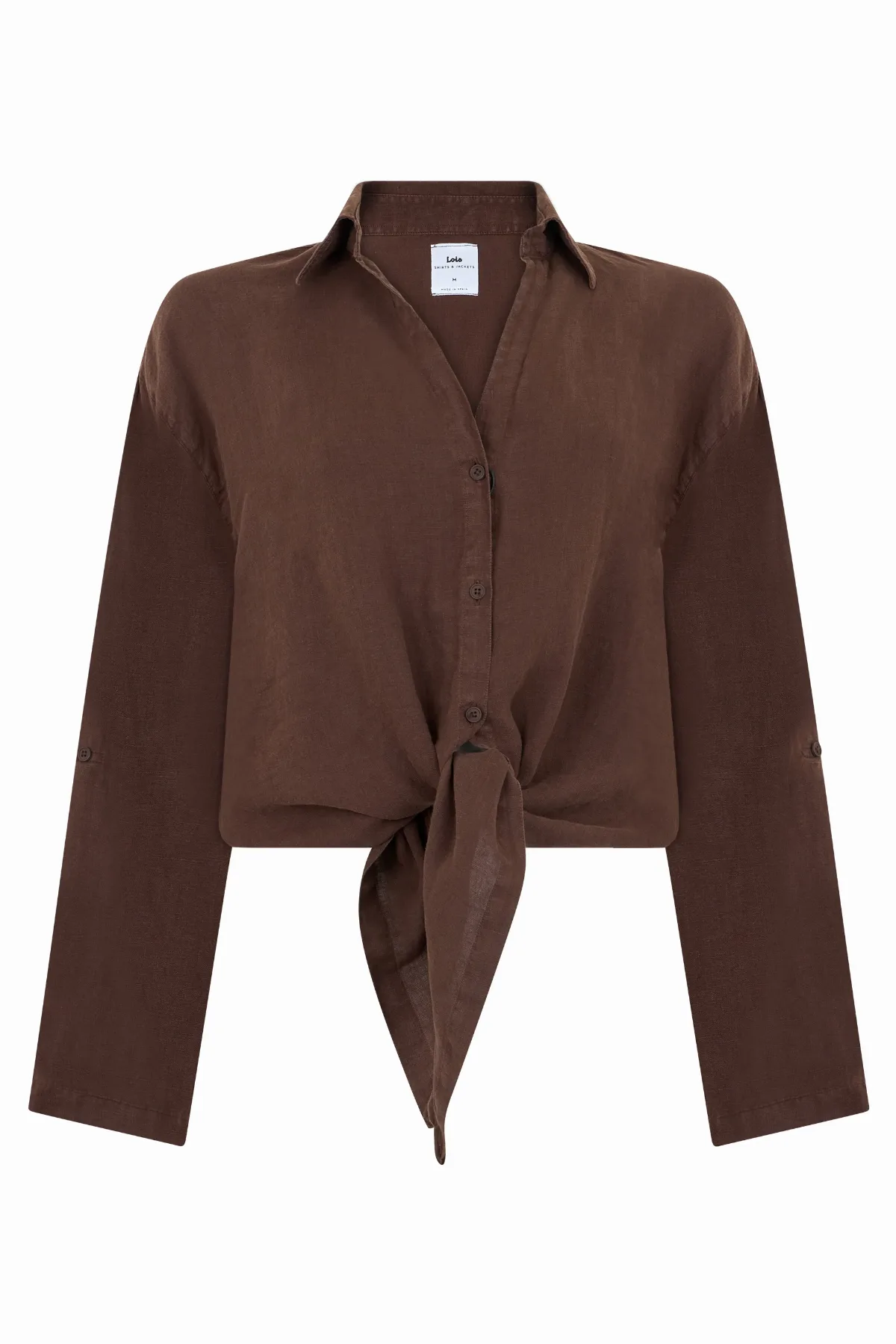 Linen Crop Top with Front Knot Blouse by Lois Jeans