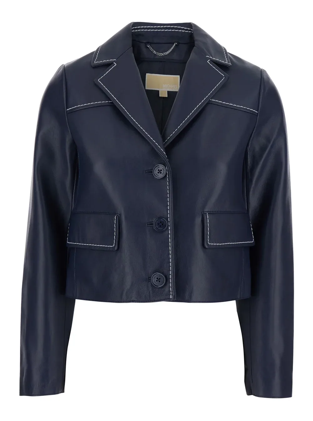 Notched Lapel Lamb Leather Blazer by MICHAEL Michael Kors