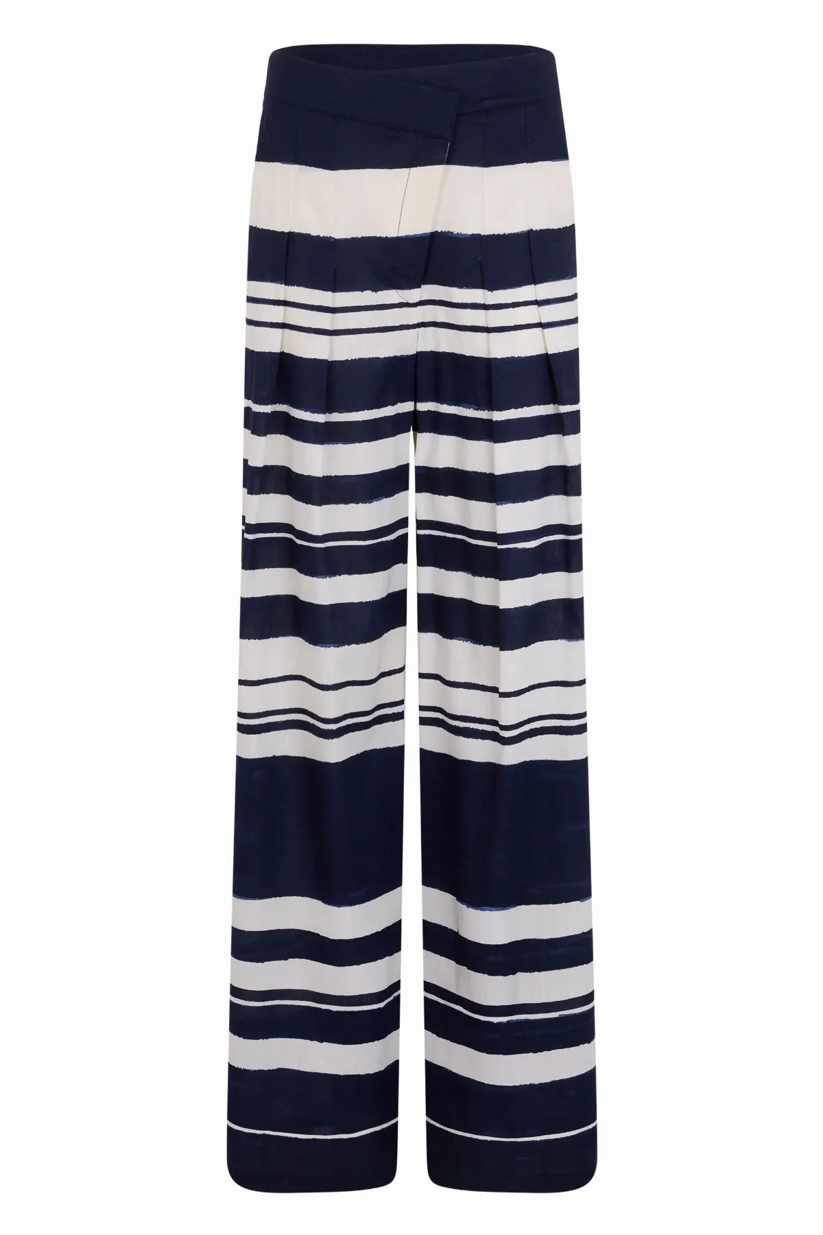 Striped Wide-Leg Viscose Blend Trousers by Veronica Beard