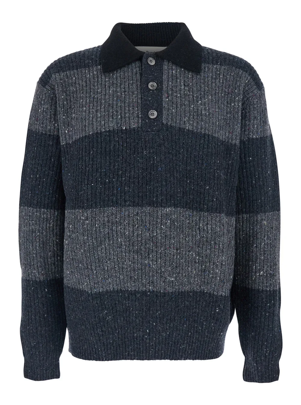 Striped Wool Blend Polo Shirt by Dunst