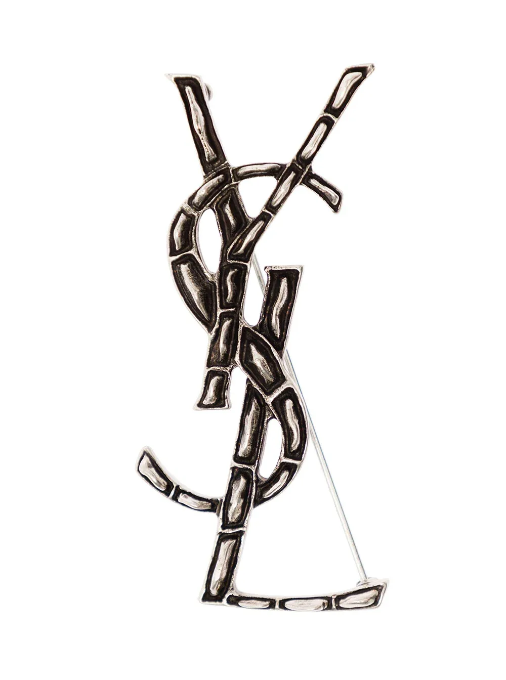 YSL Monogram Brass Brooch by Saint Laurent