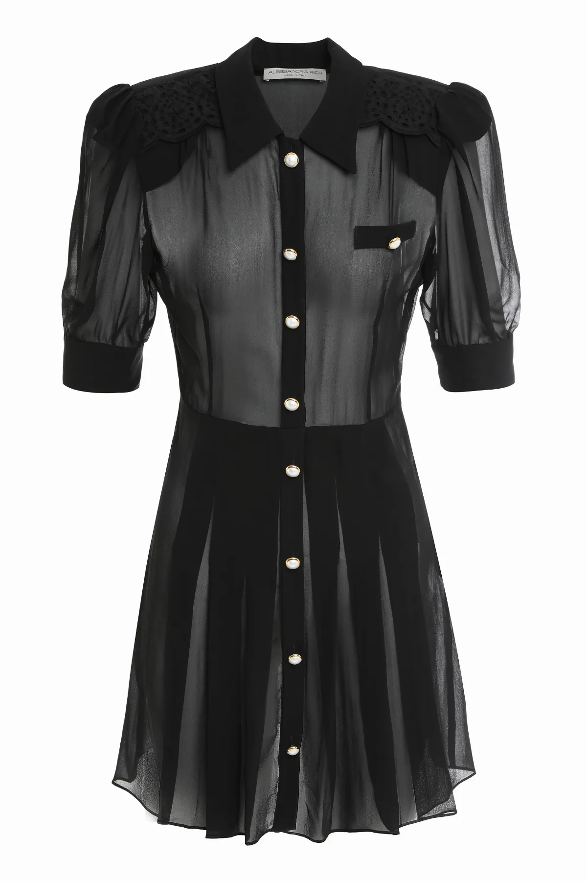 Silk Padded Shoulder Shirt Dress by Alessandra Rich