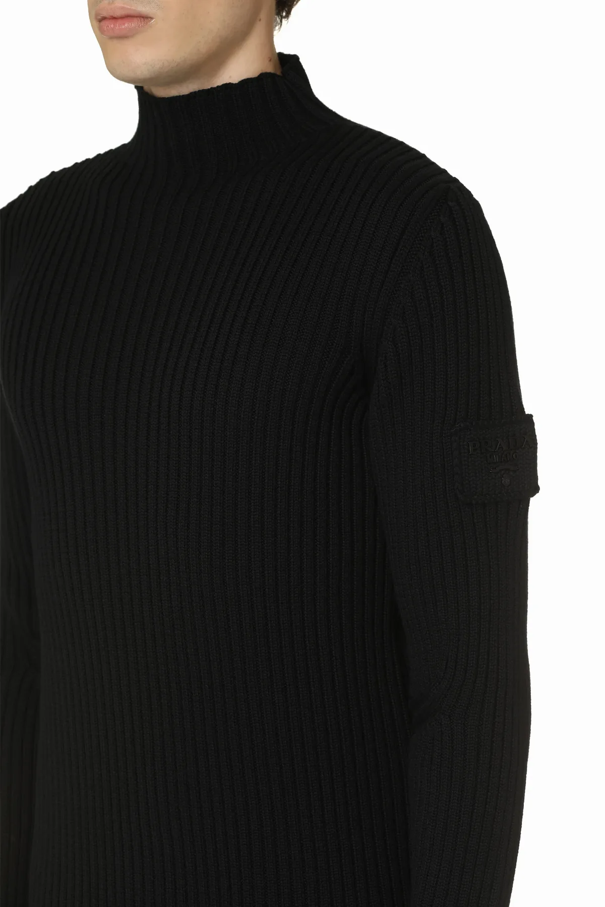 Ribbed Virgin Wool Turtleneck Sweater by Prada