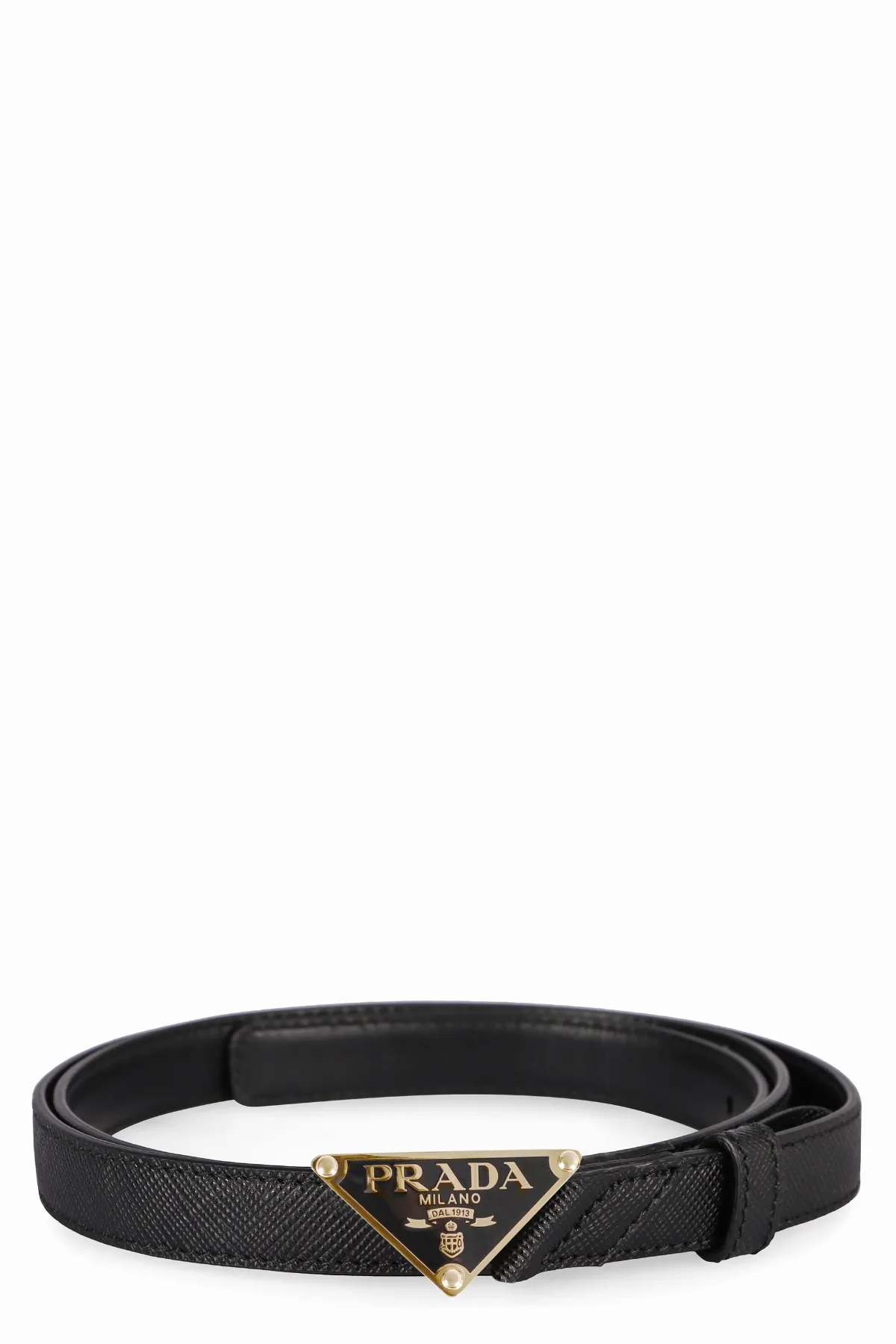 Saffiano Calfskin with Metal Buckle Belt by Prada