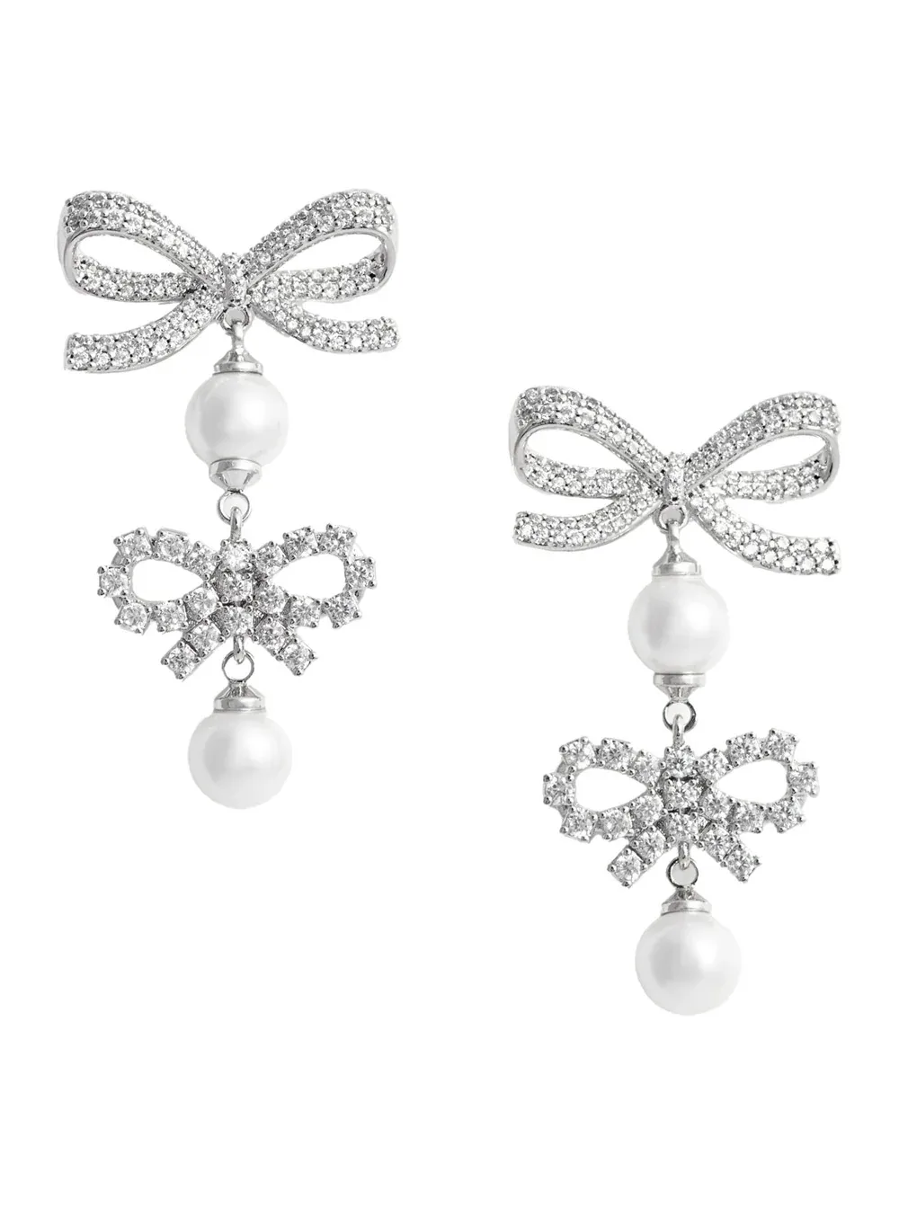 Crystal-Encrusted Double Bow Earrings