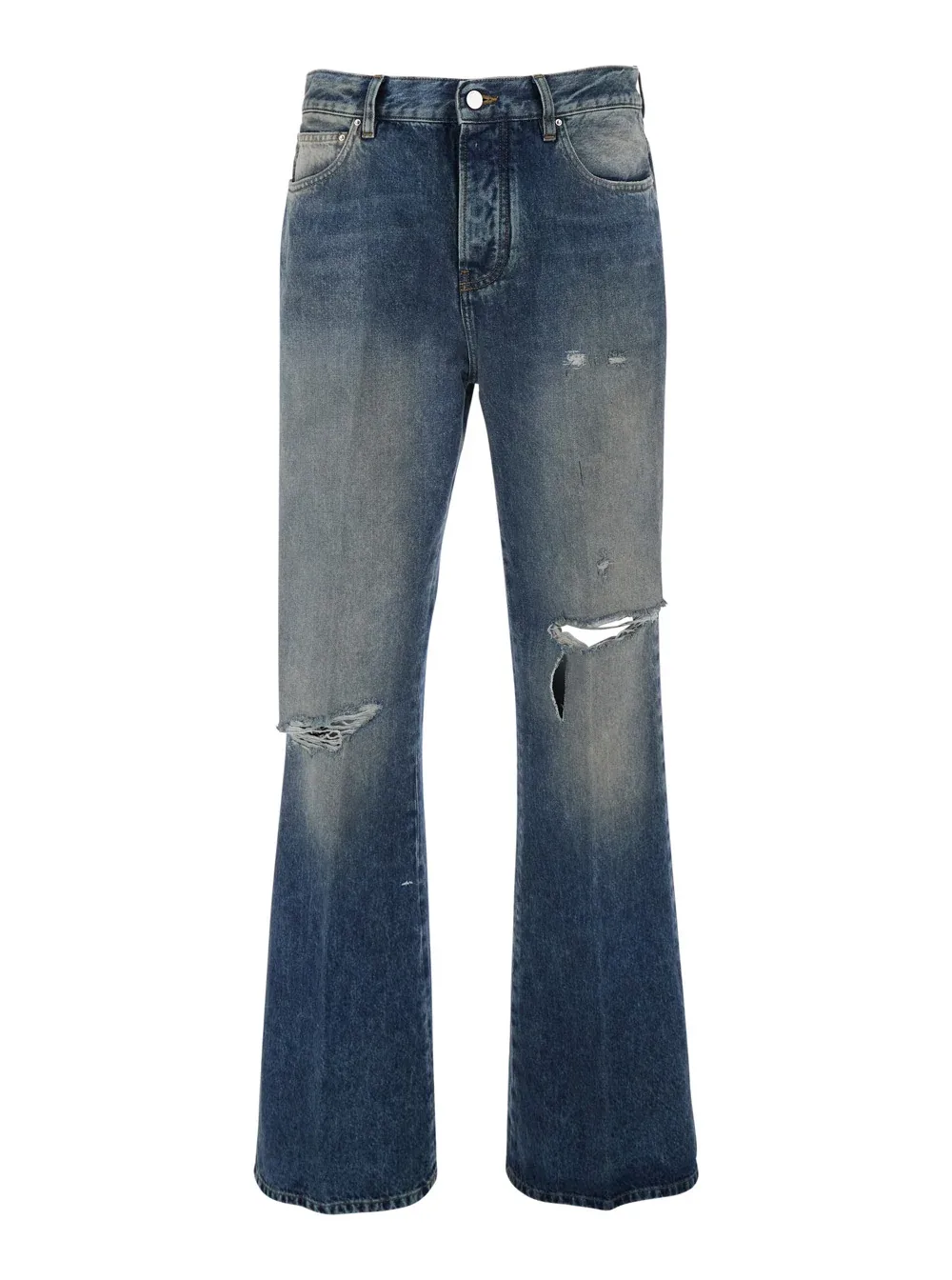 Ripped Cotton Denim Jeans