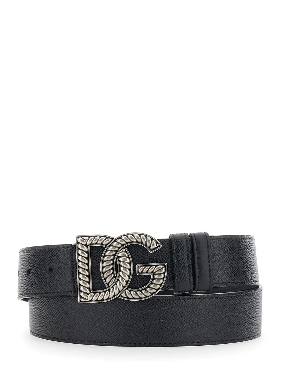 Calfskin Logo Plate Belt by Dolce & Gabbana