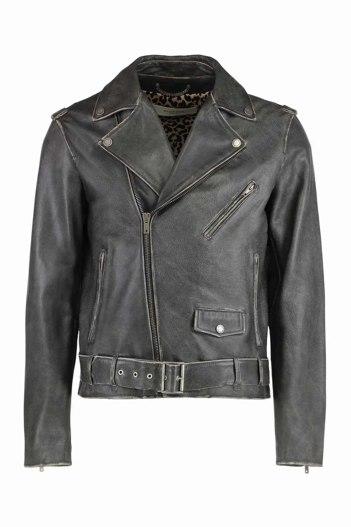 Distressed Leather Jacket by Golden Goose