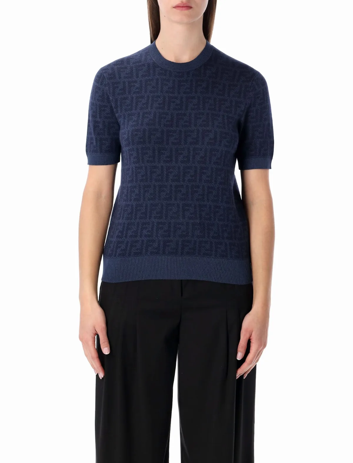 Ff Wool Silk Jacquard Jumper by Fendi