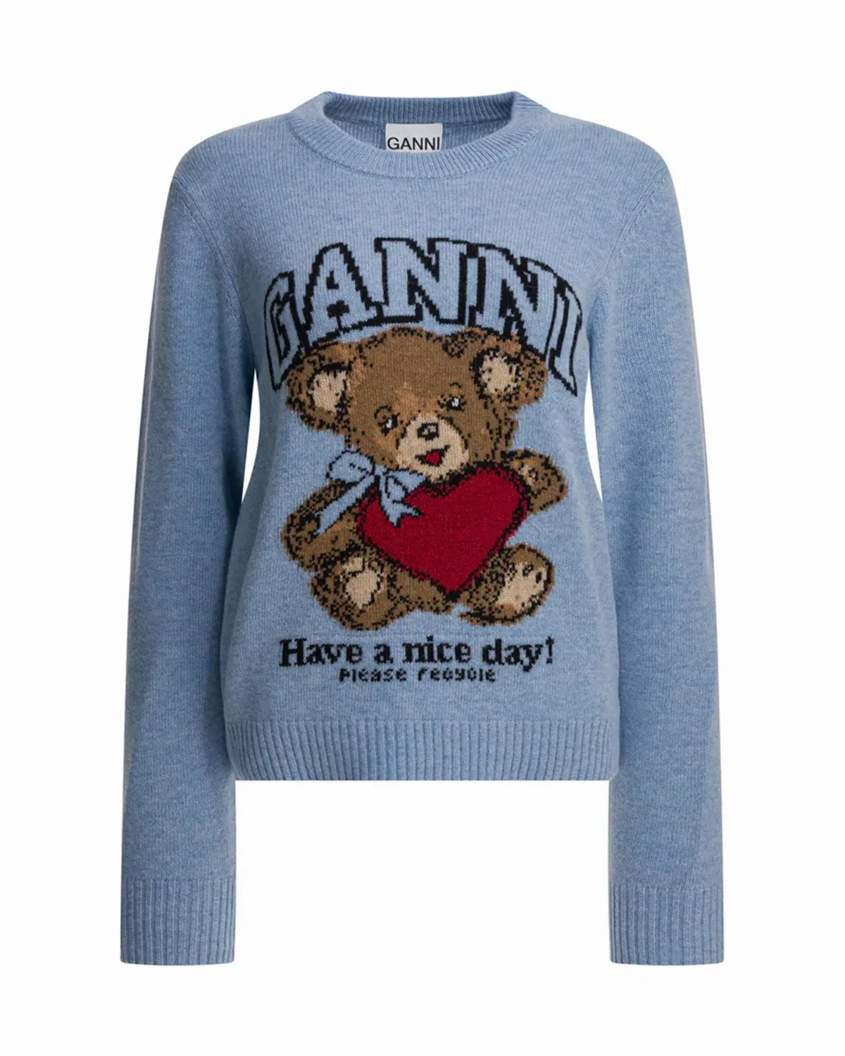 Graphic Teddy Bear Sweater by Ganni