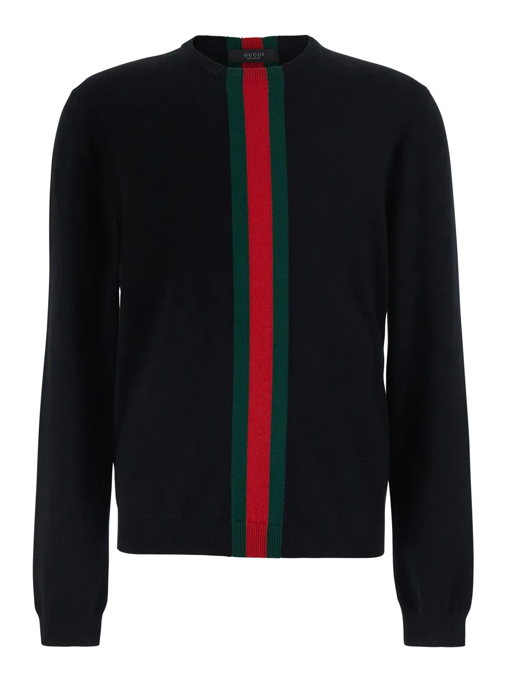 Web-Stripe Wool Crewneck Sweater by Gucci