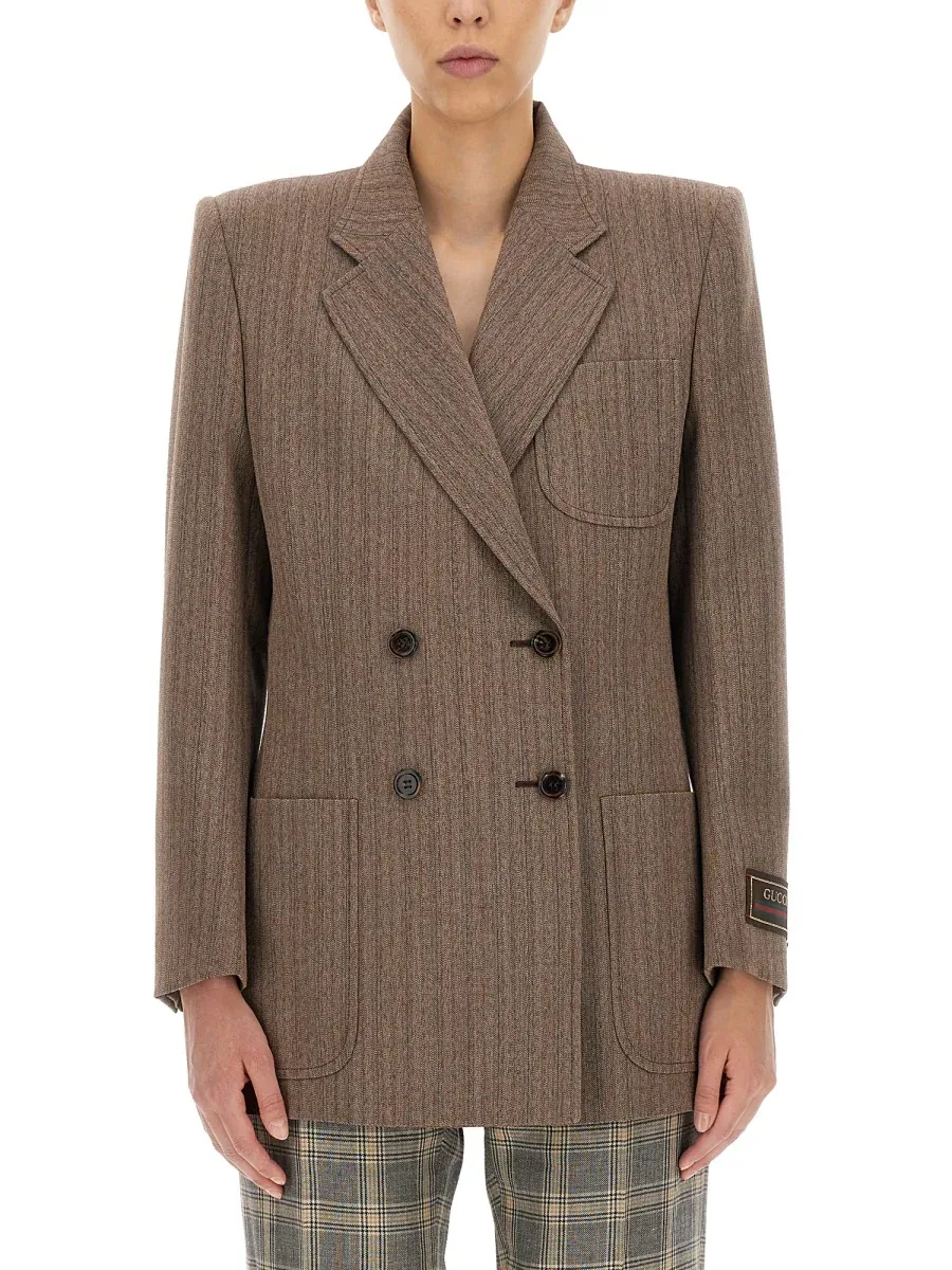 Herringbone Wool Jacket by Gucci
