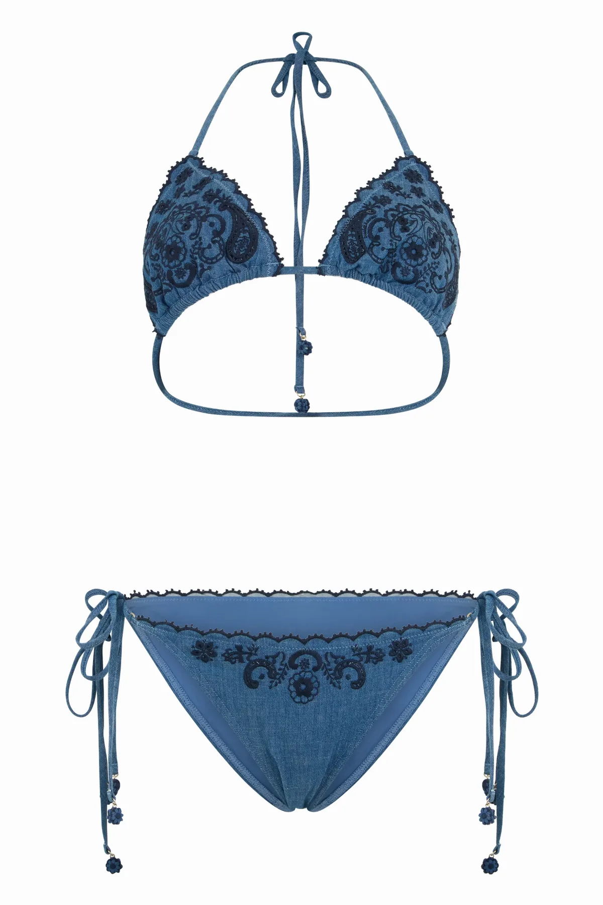 Embroidered Denim Cotton Bikini