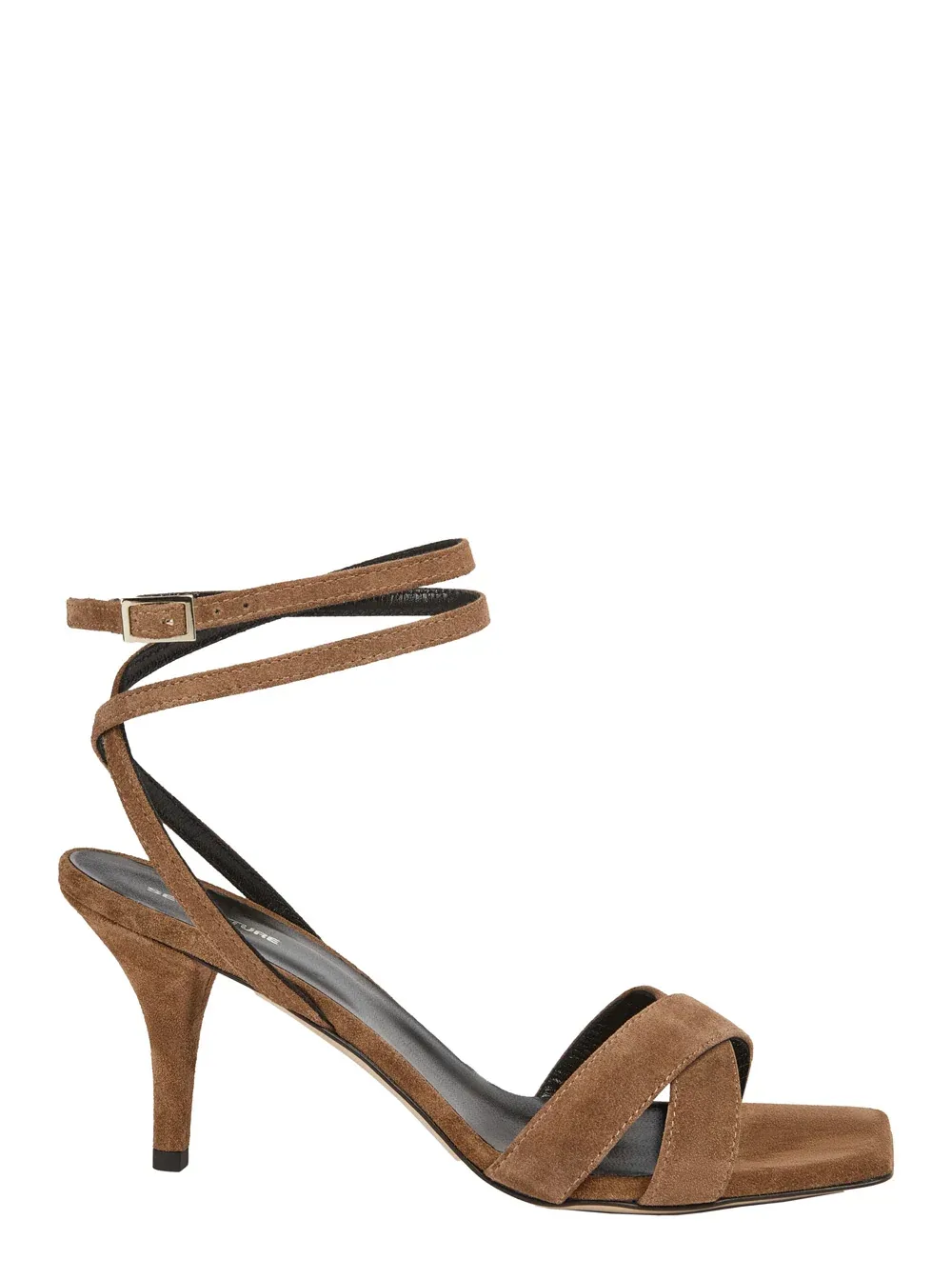 Square-Toe Suede Heel Sandal by Semicouture