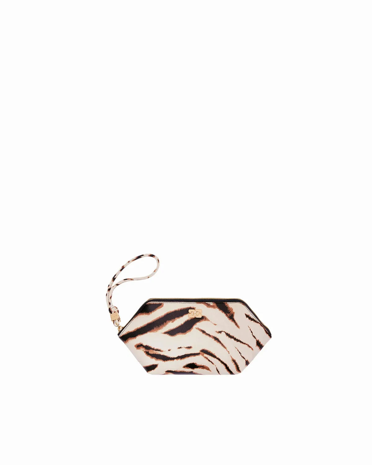 Tiger-Striped Polyurethane Clutch by Ganni