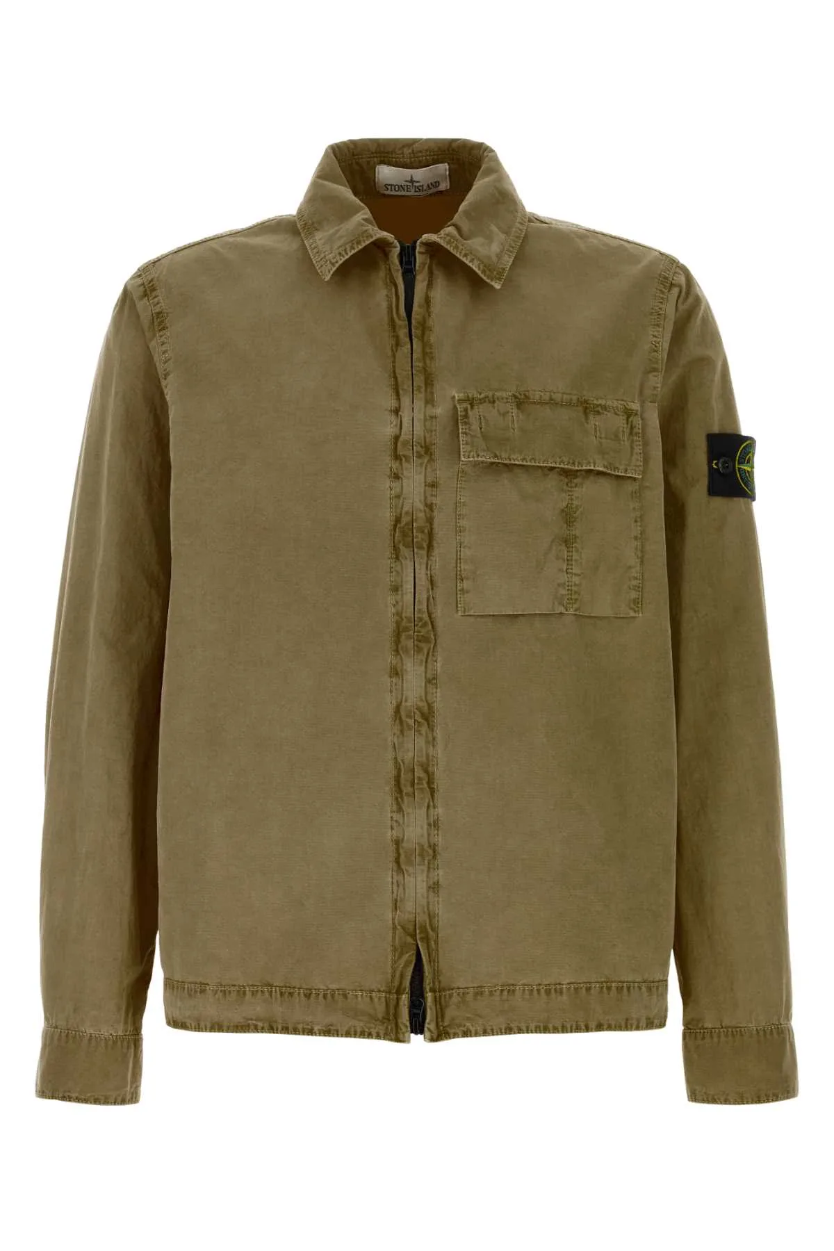 Olive Green Cotton Shirt by Stone Island