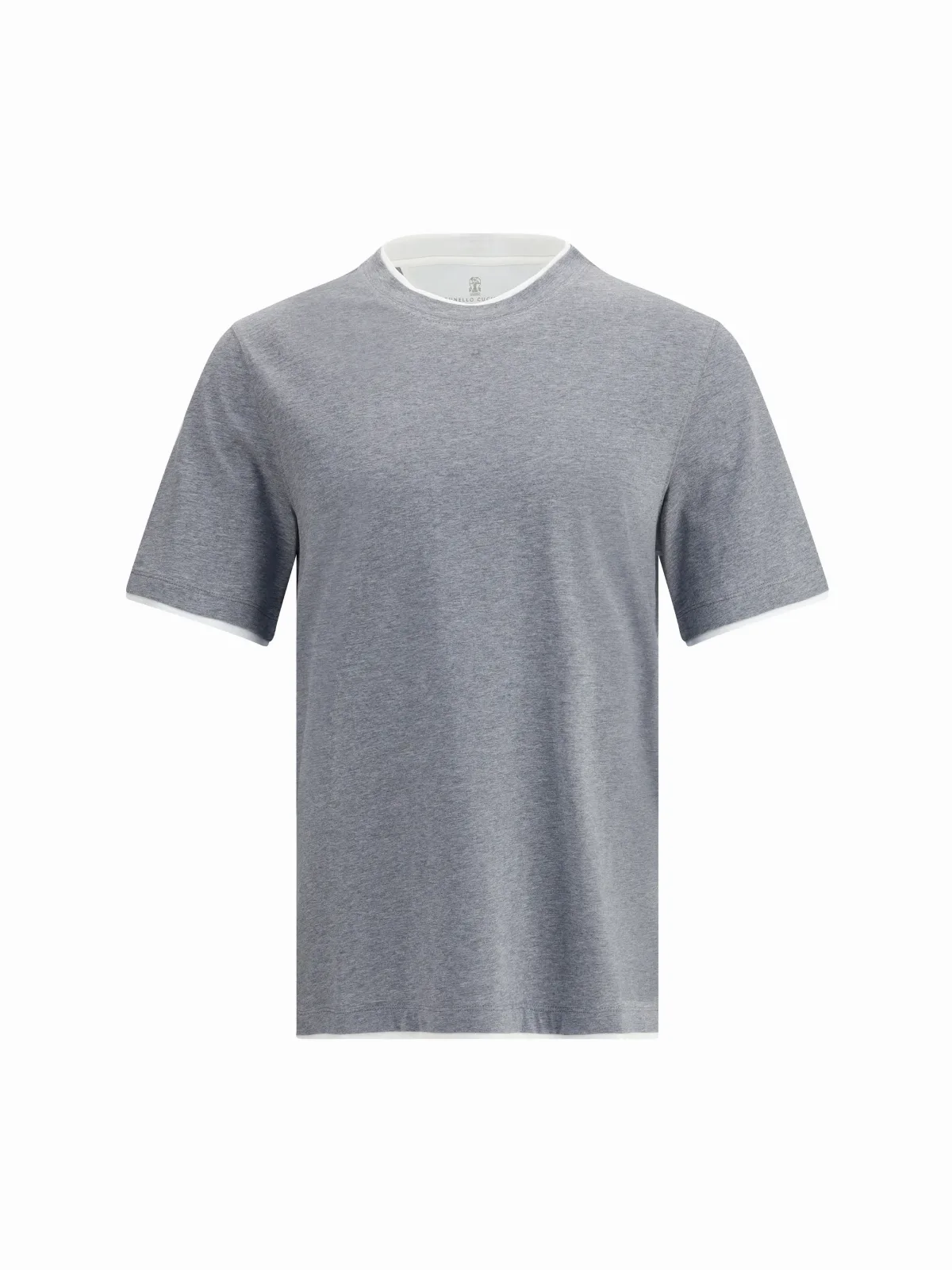 Two-Tone Double-Layer Cotton T-Shirt by BRUNELLO CUCINELLI