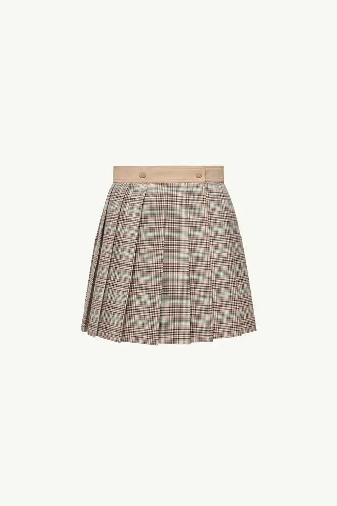 Pleated Check Skirt by Moncler
