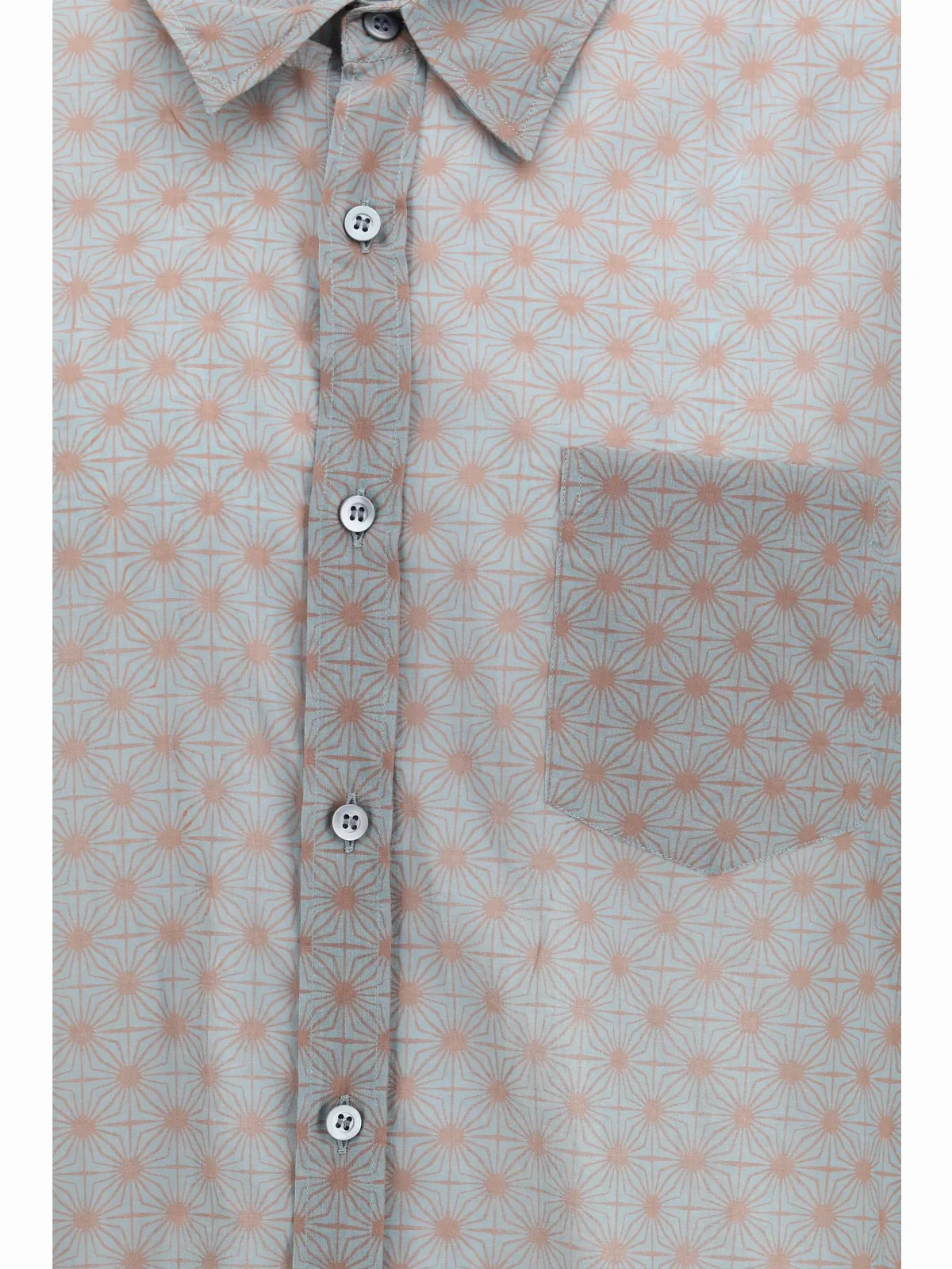 Geometric Print Cotton Shirt - Steel by Dries Van Noten
