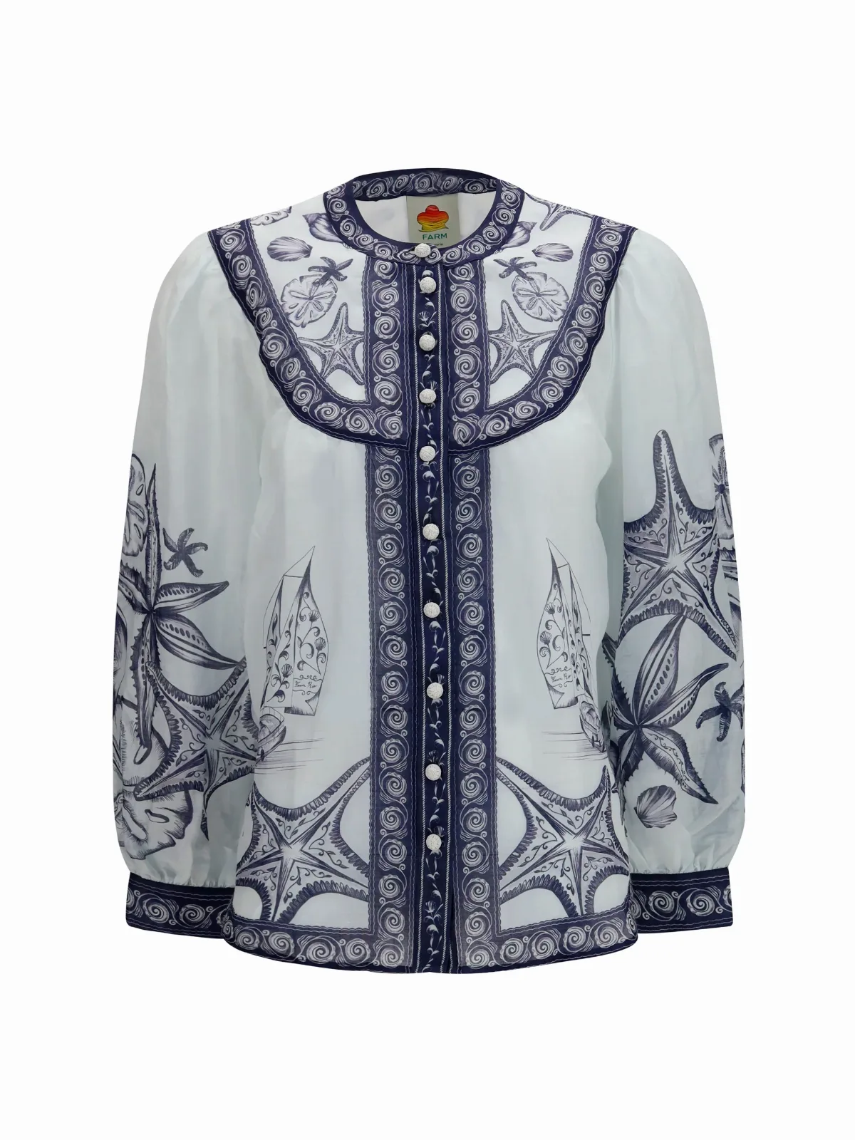 Seaside Print Ramie Shirt by Farm Rio
