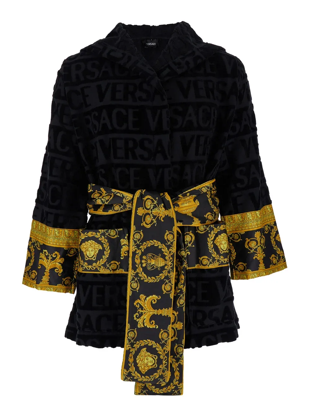 Baroque-Print Cotton Terry Bathrobe by Versace Home