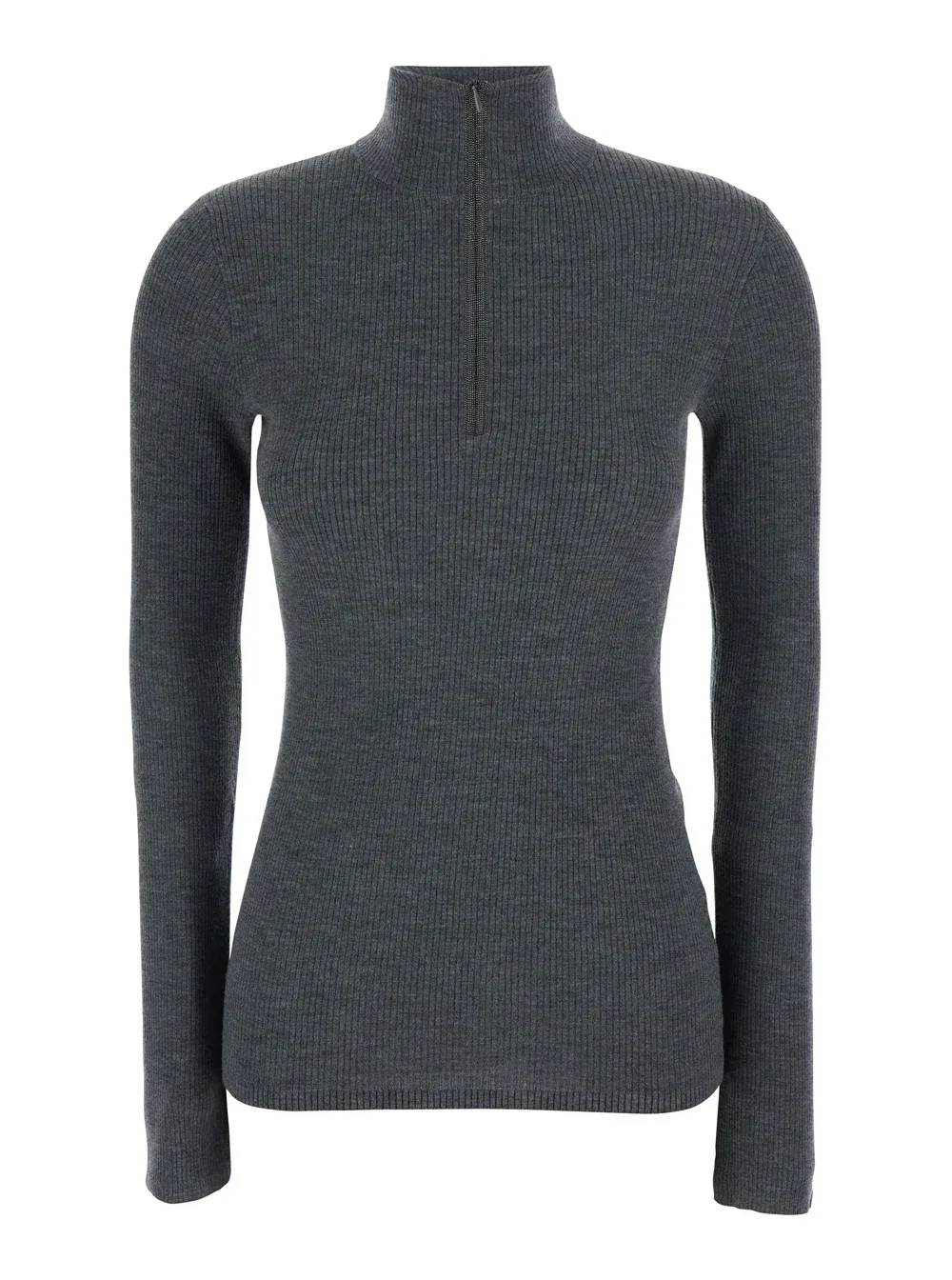 Wool-Cashmere Half-Zip Turtleneck Sweater by BRUNELLO CUCINELLI