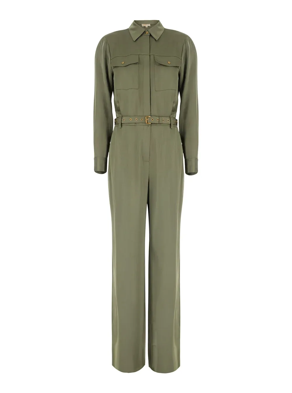 Belted Satin Jumpsuit by MICHAEL Michael Kors
