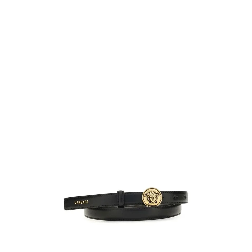 Medusa Buckle Calf Leather Belt by Versace