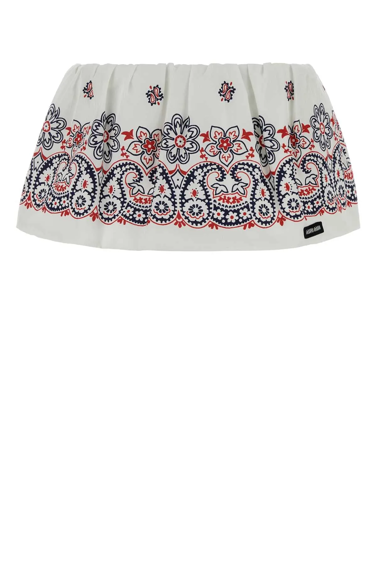 Embroidered Floral-Print Cotton Blend Mini Skirt by Miu Miu